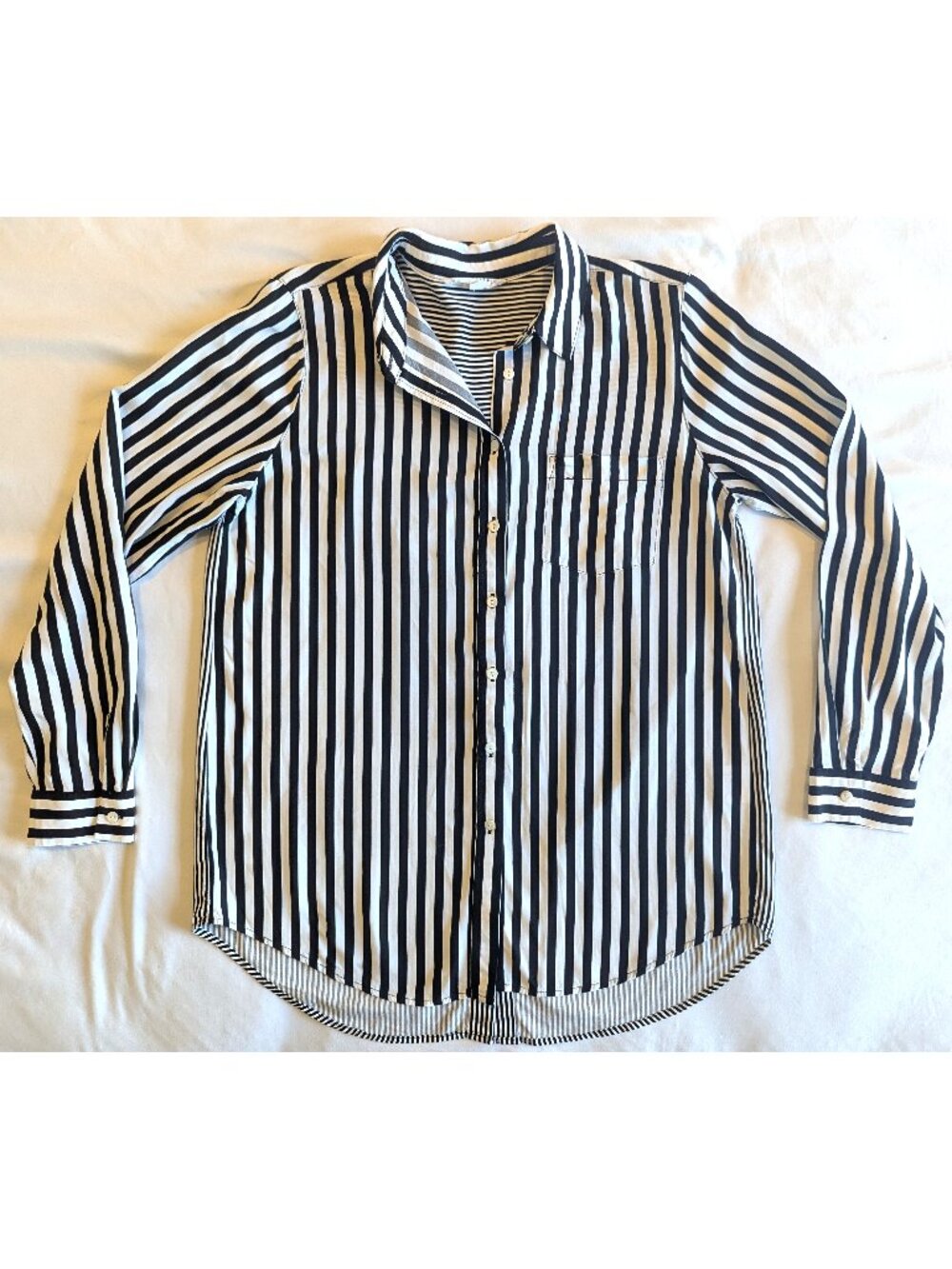 Jane and Delancey Mixed Stripe Black and White Button Up Blouse | M